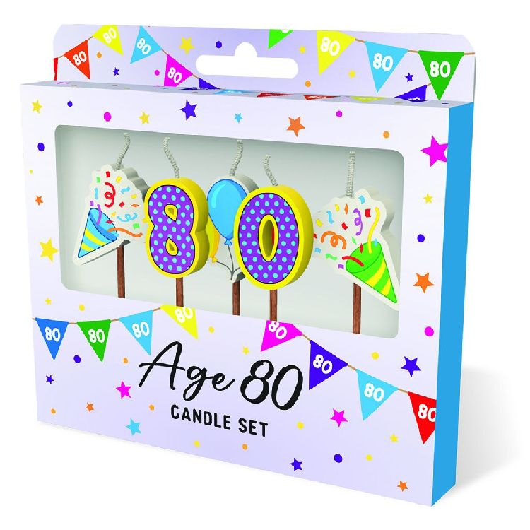 FEESTARTIKELEN kaars, age 80, Cake Candles, set van 5 kaarsjes