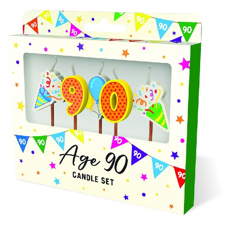 FEESTARTIKELEN kaars, age 90, Cake Candles, set van 5 kaarsjes