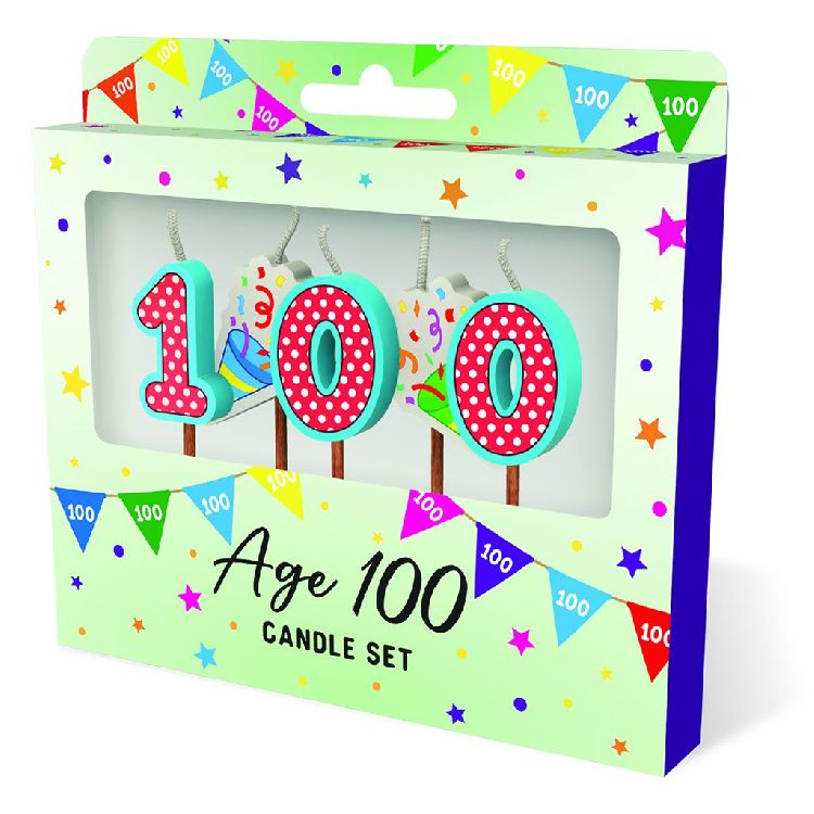 FEESTARTIKELEN kaars, age 100, Cake Candles, set van 5 kaarsjes