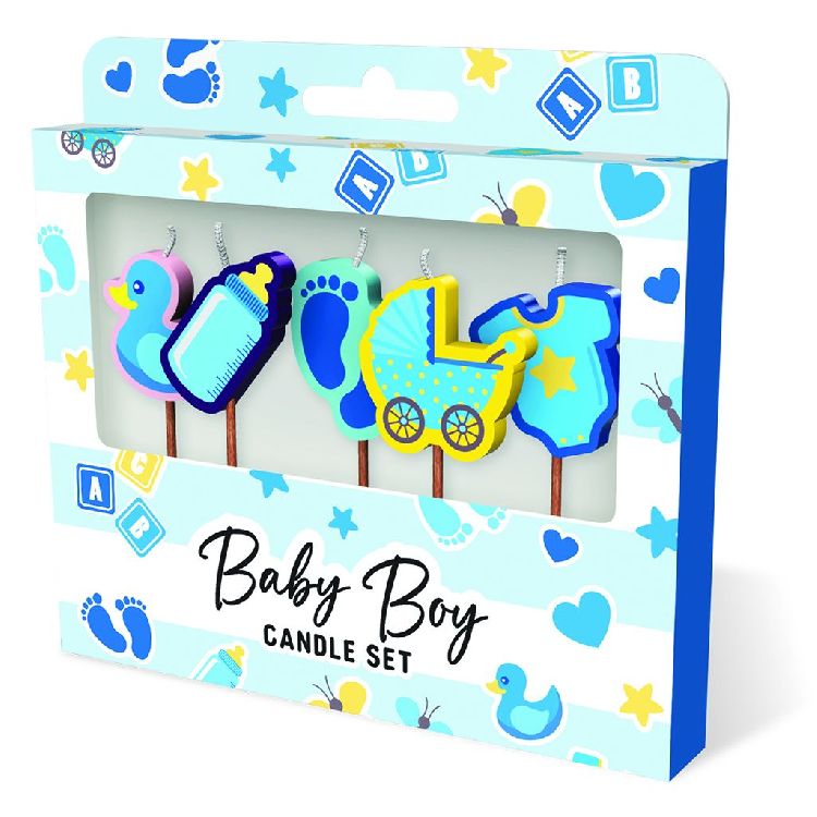 FEESTARTIKELEN kaars, baby boy, Cake Candles, set van 5 kaarsjes