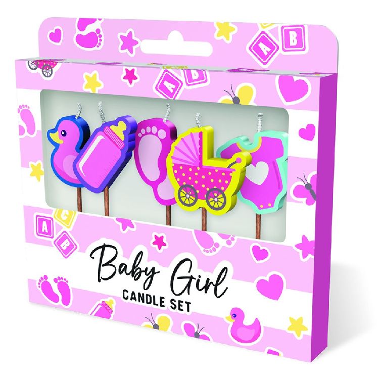 FEESTARTIKELEN kaars, baby girl, Cake Candles, set van 5 kaarsjes