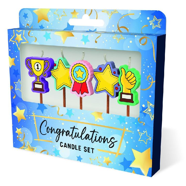 FEESTARTIKELEN kaars, congratulations, Cake Candles, set van 5 kaarsjes