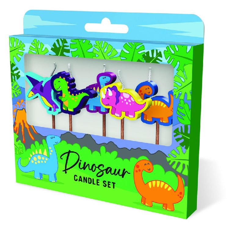 FEESTARTIKELEN kaars, dinosaur, Cake Candles, set van 5 kaarsjes