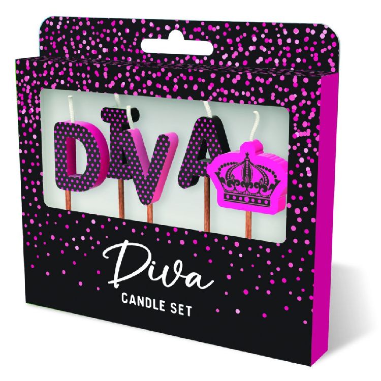 FEESTARTIKELEN kaars, diva, Cake Candles, set van 5 kaarsjes