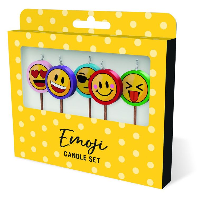 FEESTARTIKELEN kaars, emoji, Cake Candles, set van 5 kaarsjes