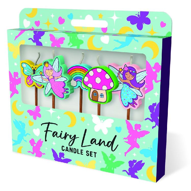 FEESTARTIKELEN kaars, fairy land, Cake Candles, set van 5 kaarsjes