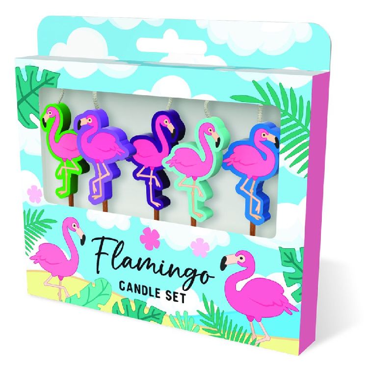 FEESTARTIKELEN kaars, flamingo, Cake Candles, set van 5 kaarsjes