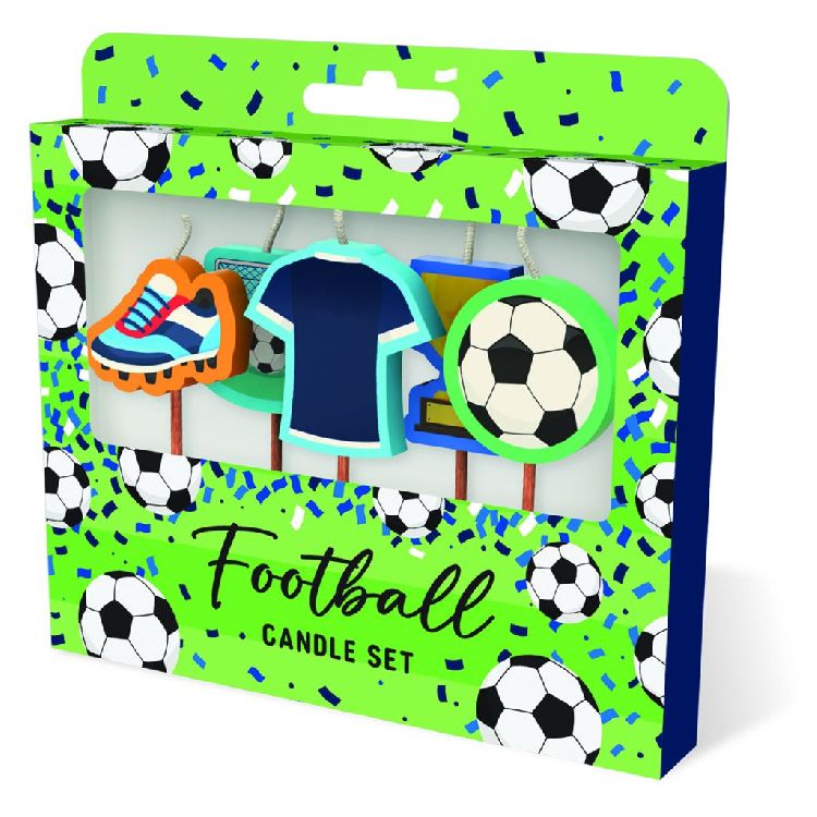 FEESTARTIKELEN kaars, football dark blue shirt, Cake Candles, set van 5 kaarsjes