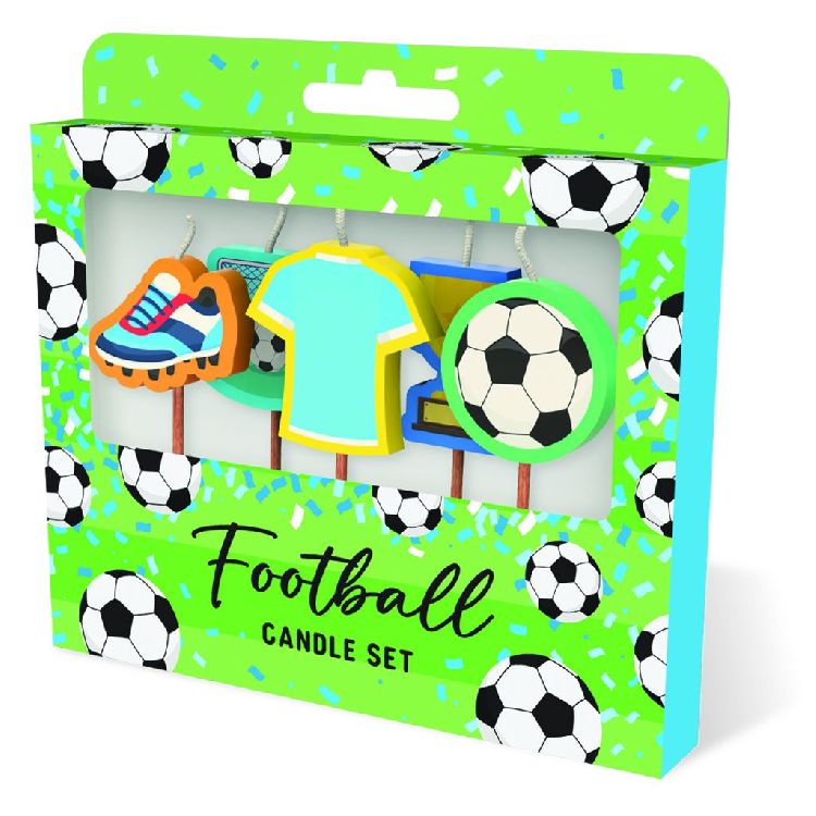 FEESTARTIKELEN kaars, football light blue shirt, Cake Candles, set van 5 kaarsjes