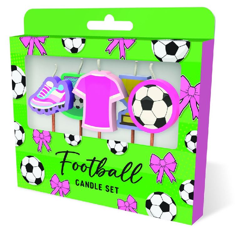 FEESTARTIKELEN kaars, football pink shirt, Cake Candles, set van 5 kaarsjes