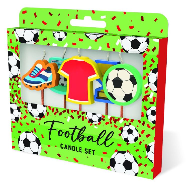 FEESTARTIKELEN kaars, football red shirt, Cake Candles, set van 5 kaarsjes