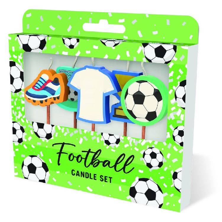 FEESTARTIKELEN kaars, football white shirt, Cake Candles, set van 5 kaarsjes