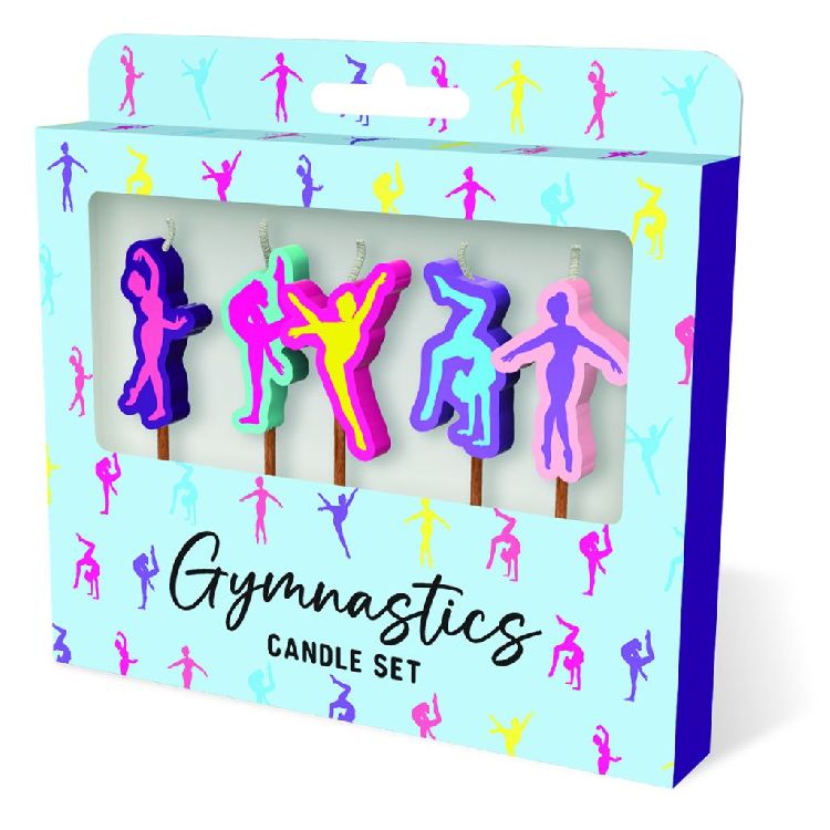 FEESTARTIKELEN kaars, gymnastics, Cake Candles, set van 5 kaarsjes