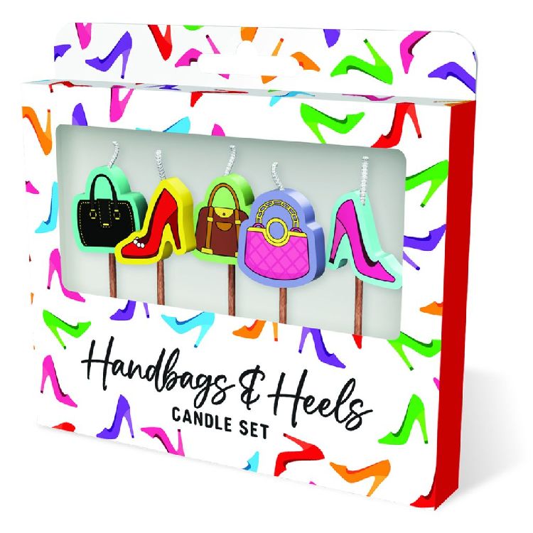FEESTARTIKELEN kaars, handbags and heels, Cake Candles, set van 5 kaarsjes