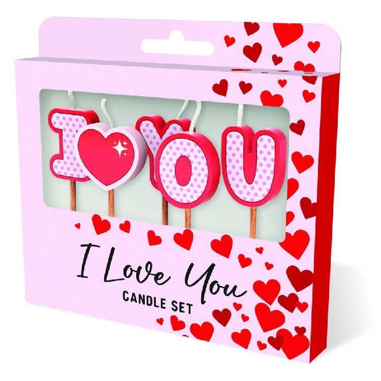FEESTARTIKELEN kaars, I love you, Cake Candles, set van 5 kaarsjes