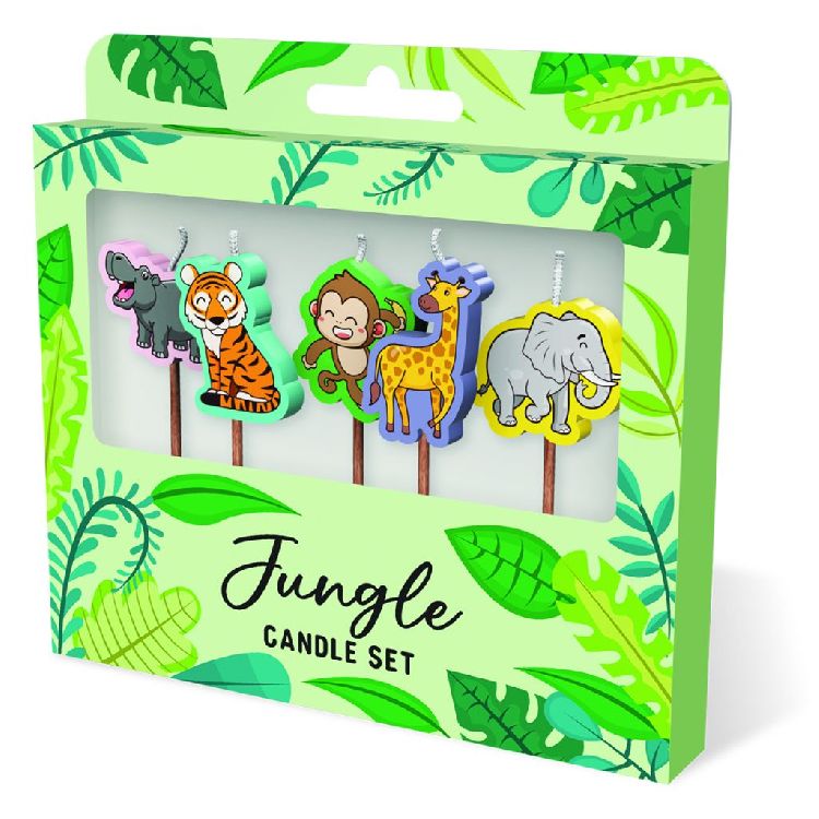 FEESTARTIKELEN kaars, Jungle, Cake Candles, set van 5 kaarsjes