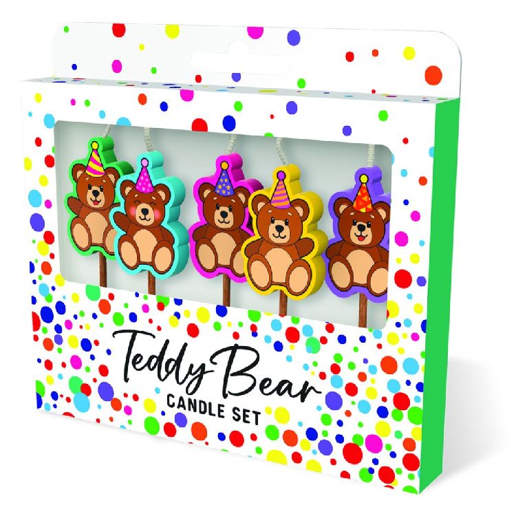 FEESTARTIKELEN kaars, teddy bear, Cake Candles, set van 5 kaarsjes