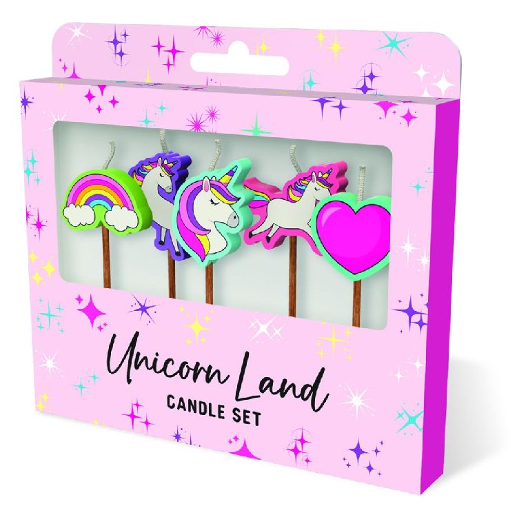 FEESTARTIKELEN kaars, unicorn land, Cake Candles, set van 5 kaarsjes
