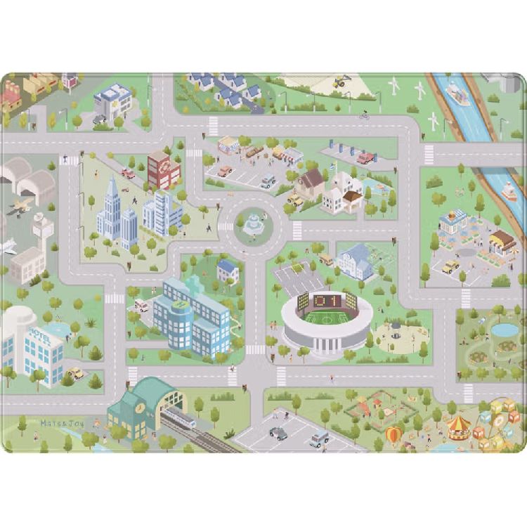 Speeltapijt zonder speelboog Mats & Joy Auto Speelmat Town Square