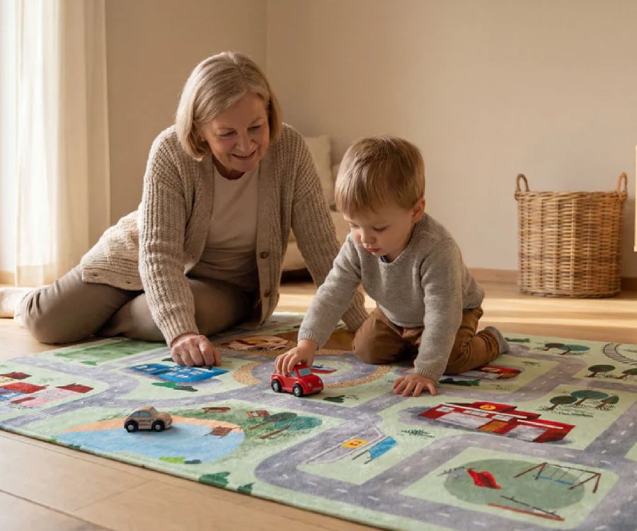 Speeltapijt zonder speelboog Mats & Joy Village Auto Speelmat