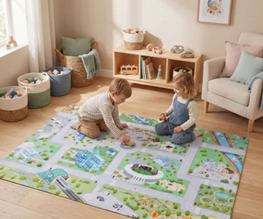 Speeltapijt zonder speelboog Mats & Joy Auto Speelmat Town Square