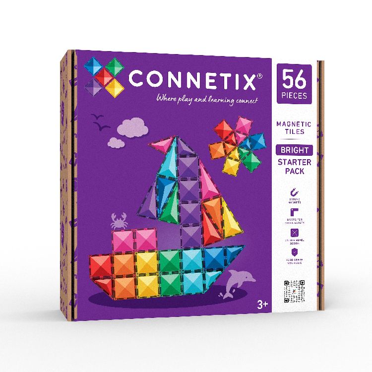 Magnetische bouwtegels Connetix Tiles Bright Starter Pack - 56 | Magnetic Tiles Rainbow Range