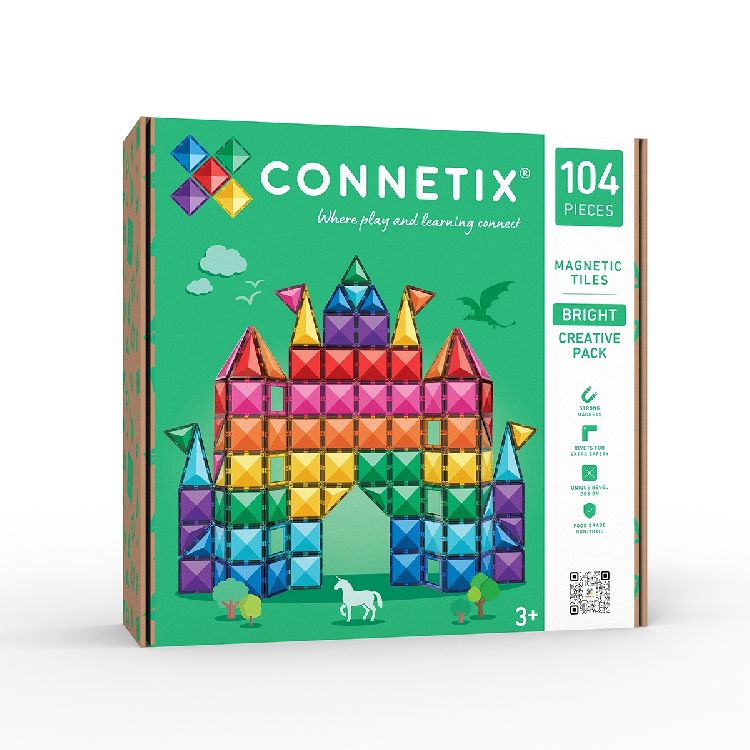 Magnetische bouwtegels Connetix Tiles Bright Creative Pack - 104 | Magnetic Tiles Rainbow Range