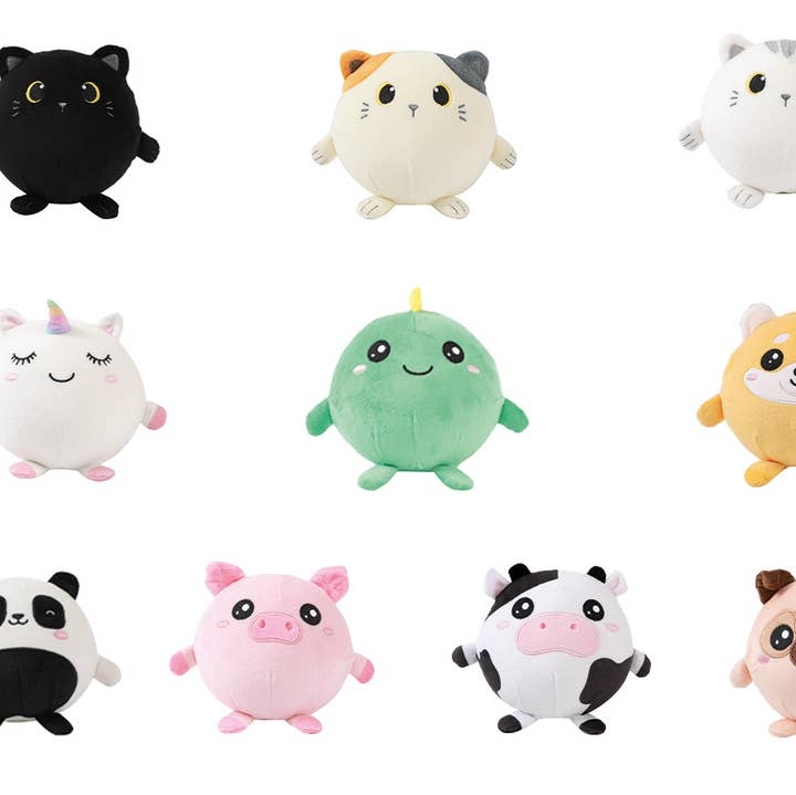 KNUFFEL 1st, Squishy pillows, koe/kat/ eenhoorn/corgi/varken/dino/panda/hond, assortiment