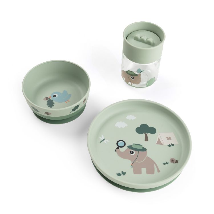 Eetset Done by Deer Foodie Dinner Set w/360° cup | Tiny Trails green