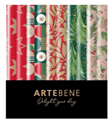 GESCHENKPAPIER Kraftrippe Weihnachten, 70x200cm, kerst, assortiment
