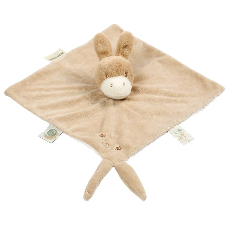 Knuffeldoek/fopspeendoekje Nattou, Knuffeldoekje Ezel Karamel | Loulou