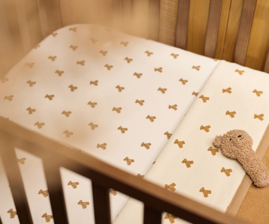 Hoeslaken Jollein, geschikt voor babybed 70x140/babybed 70x150/babybed 75x150 | Mini Teddy Bear