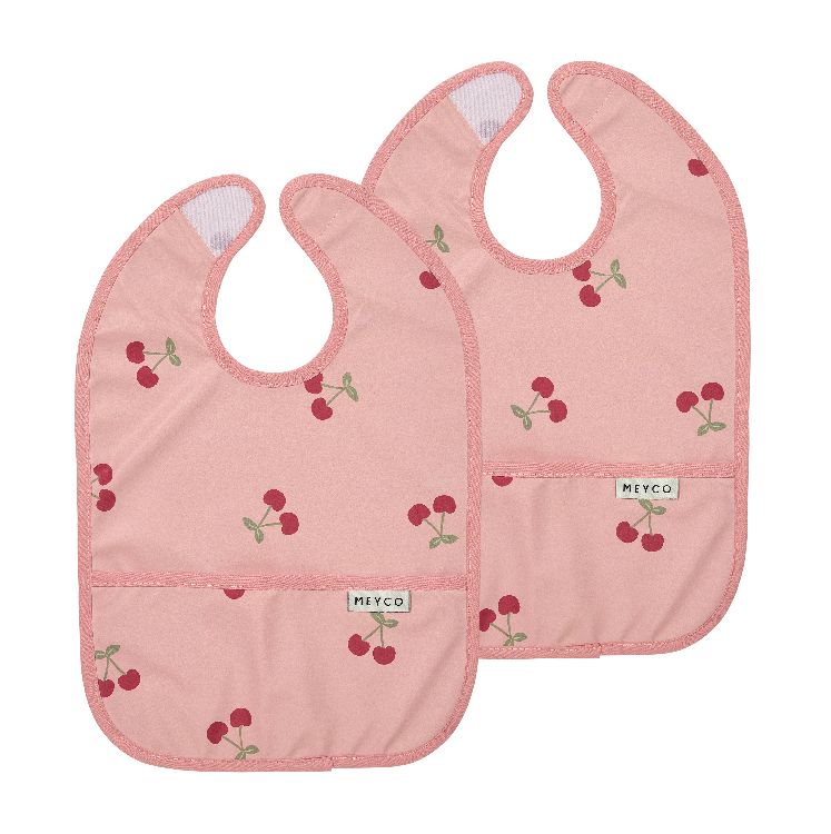 Slabbetje Meyco Baby Slab met opvangbak 2-pack | Cherry