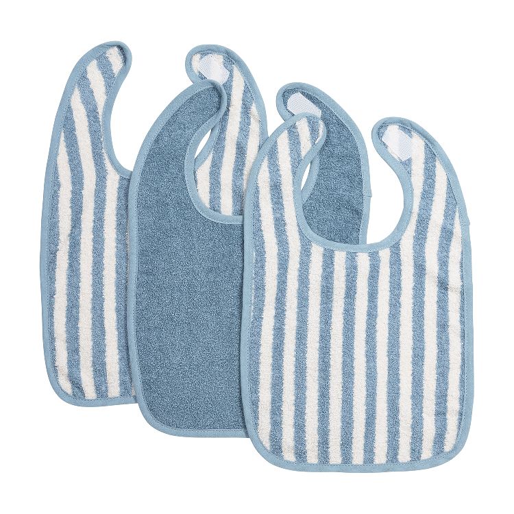 Slabbetje Meyco Baby Slab 3-pack | Fat Stripe Jeans Blue