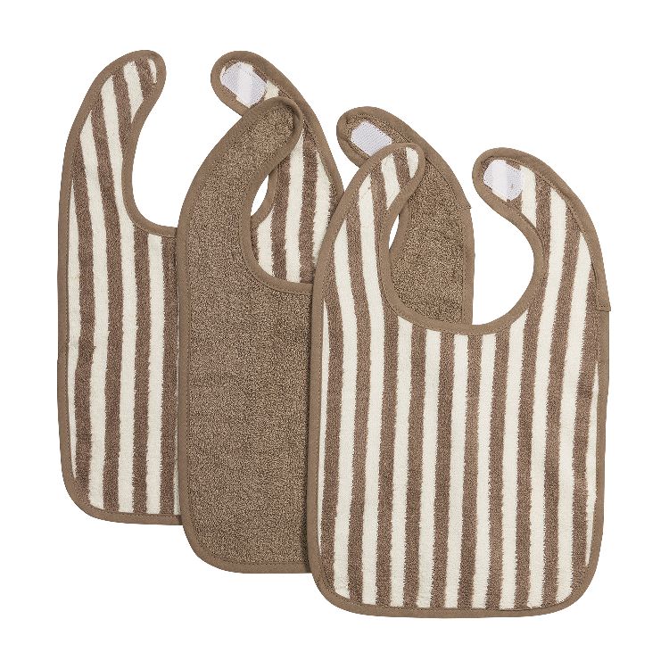 Slabbetje Meyco Baby Slab 3-pack | Fat Stripe Taupe
