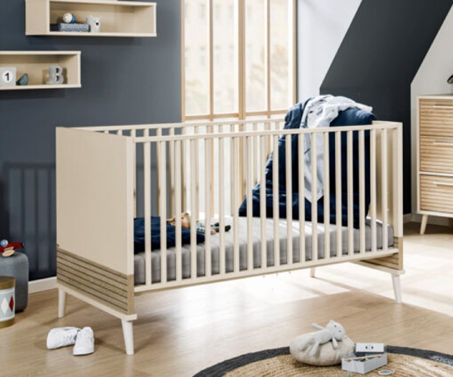 Bed PAIDI, Eefje Cashmere Beige/Groovy Oak, Eefje Cashmere Beige 60x120, babybed
