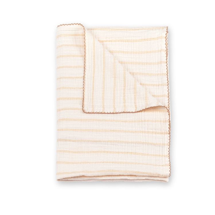 Deken Bemini, geschikt voor wieg/draagmand/park | Tinny stripe ocre