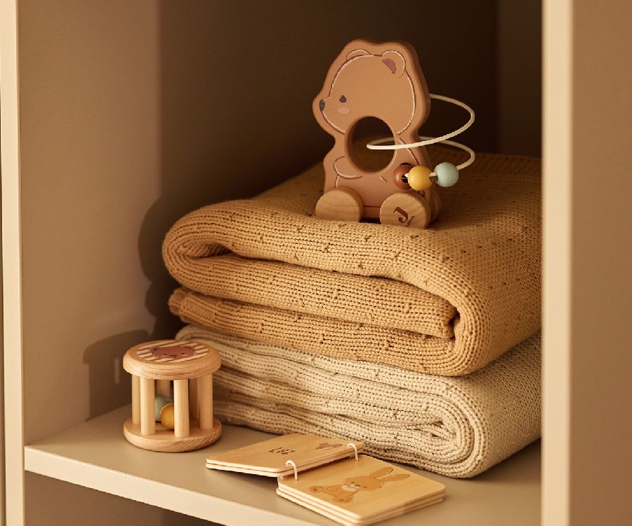 Deken Jollein, geschikt voor wieg/draagmand/park | Sprinkle Knit Sand