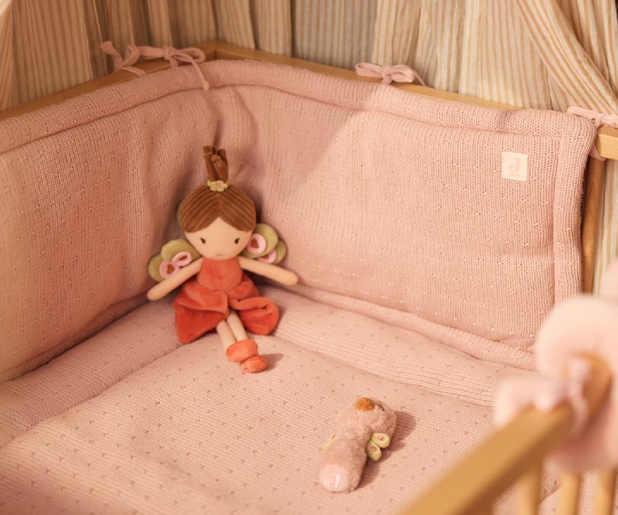 Tochtkussen Jollein Boxbumper, geschikt voor babybed/park | Sprinkle Knit Silk Rose