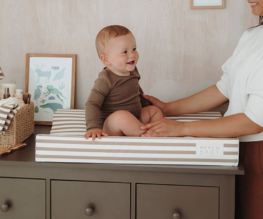 Waskussen Meyco Baby | Fat Stripe Taupe
