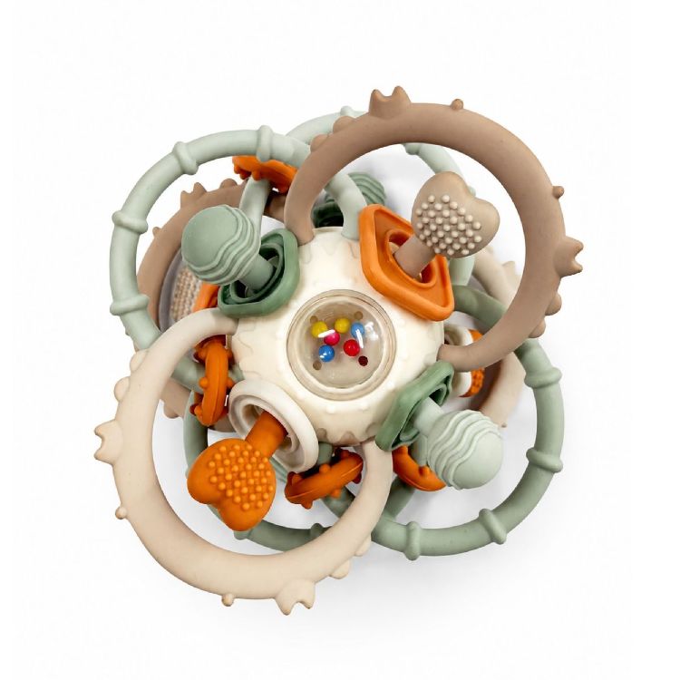 Activiteitenbal BoJungle Silicone Twist & Rattle Ball | grijpbal
