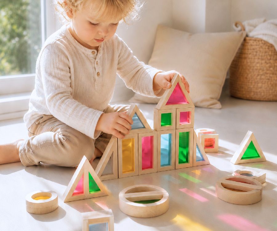 Blokken Sense2Play Rainbow Wooden Window Blocks Lumi'Sky | blokken