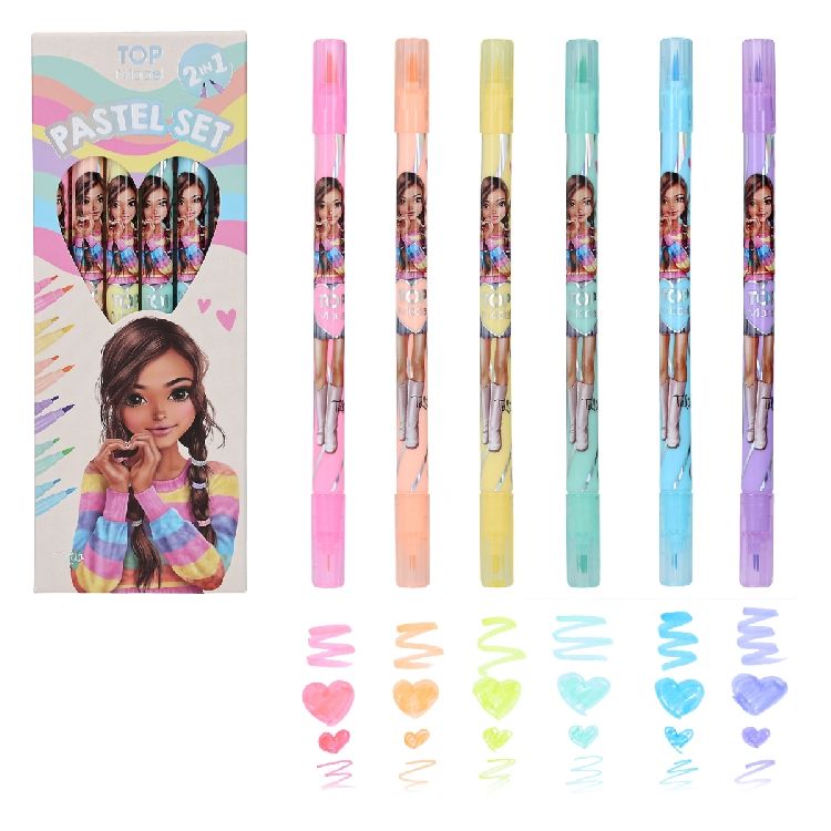 KLEURSTIFT Topmodel, pastel viltstiften, set van 6 stiften