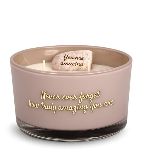 KAARS Sojakaars, Never ever forget how truly amazing you are, roze, 11x11x6cm, geur: fig's delight, steentje, 1st