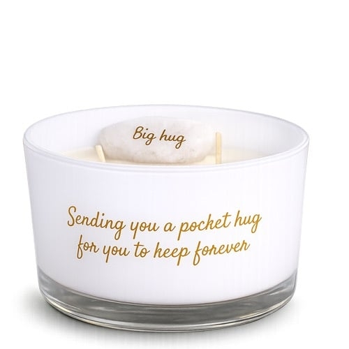 KAARS Sojakaars, Sending you a pocket hug for you to keep forever, wit, 11 x 11x 6cm, geur:fresh cotton, steentje,1st