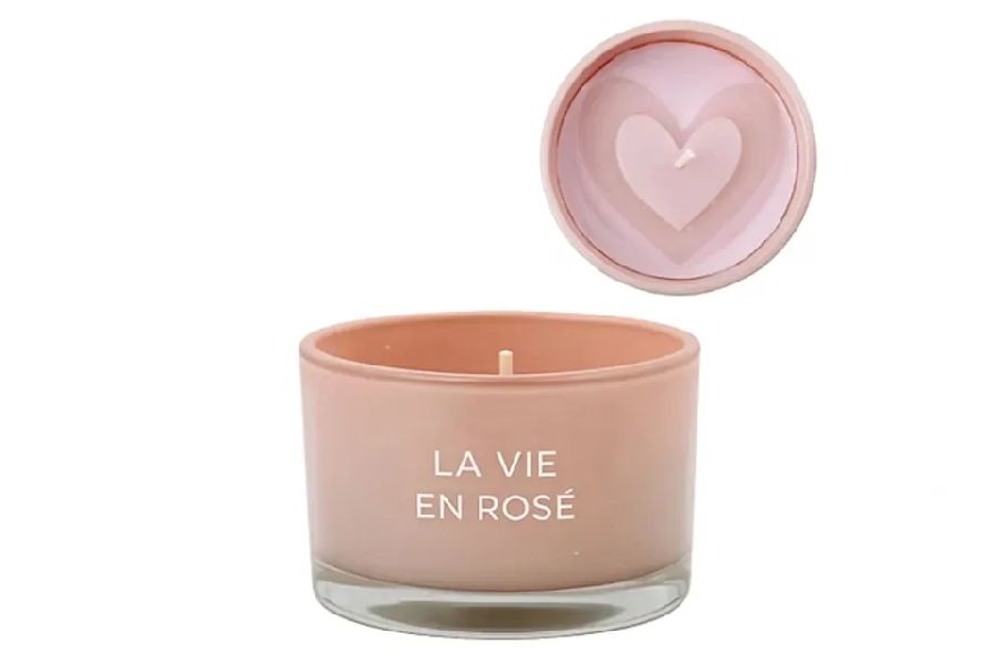 KAARS Sojakaars, La vie en rosé, roze, geur: green tea time, 7.5 cm x 5 cm hoog, 1st