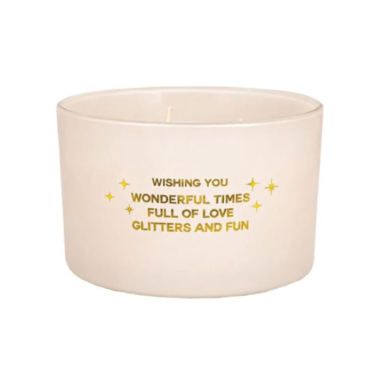 KAARS Sojakaars, Wishing you wonderful times full of love glitters and fun, roze, 13x13x8cm, fresh cotton,1st