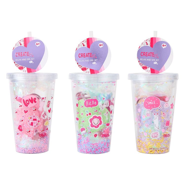 BRUISBAL 1st, Create It!, Relax Spa set, drinkbeker met bruisballen, assortiment, paars/blauw/roze