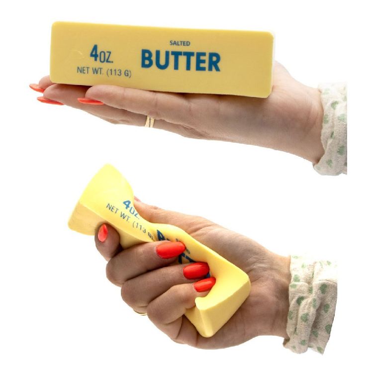 ANTI-STRESS BAL 1st, Squeeze boter 14x4x4cm, geel