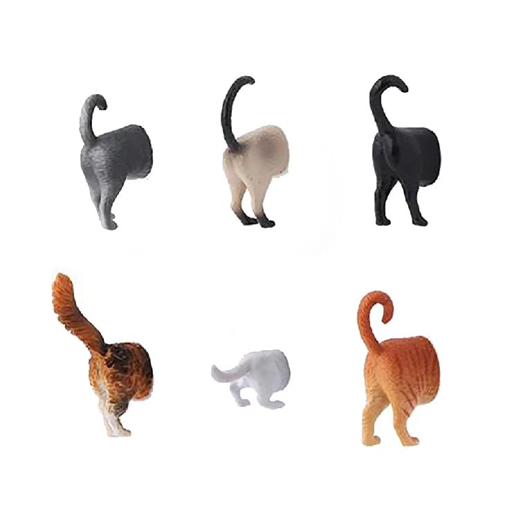MAGNEET Cat butt magnets, set of 6, multikleur, kattenstaartjes